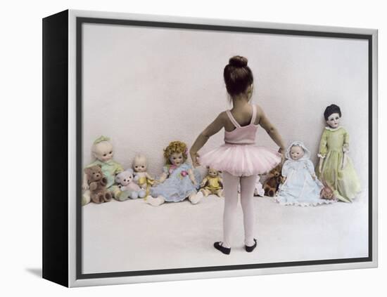 Little Ballerina in Pink with Dolls-Nora Hernandez-Framed Premier Image Canvas