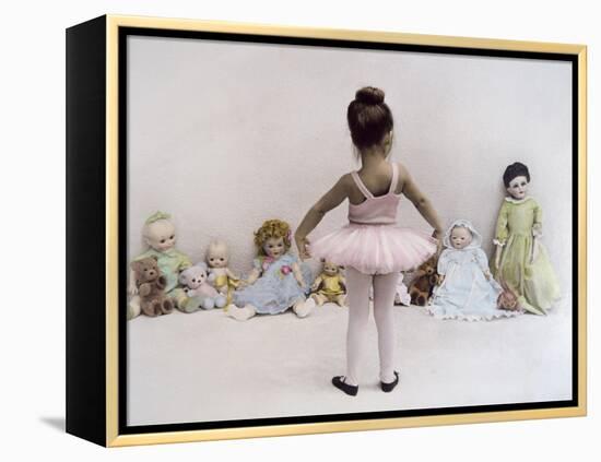 Little Ballerina in Pink with Dolls-Nora Hernandez-Framed Premier Image Canvas