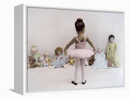 Little Ballerina in Pink with Dolls-Nora Hernandez-Framed Premier Image Canvas