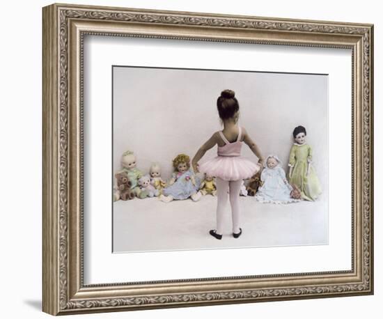 Little Ballerina in Pink with Dolls-Nora Hernandez-Framed Giclee Print