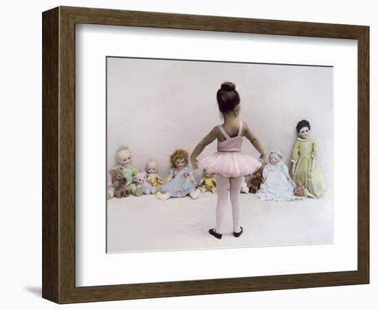 Little Ballerina in Pink with Dolls-Nora Hernandez-Framed Giclee Print