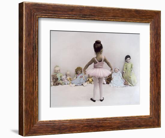 Little Ballerina in Pink with Dolls-Nora Hernandez-Framed Giclee Print