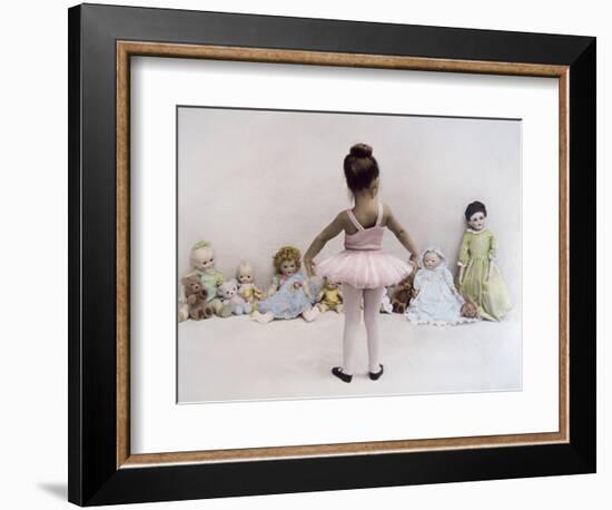 Little Ballerina in Pink with Dolls-Nora Hernandez-Framed Giclee Print