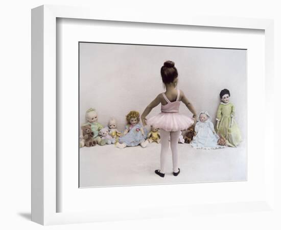 Little Ballerina in Pink with Dolls-Nora Hernandez-Framed Giclee Print