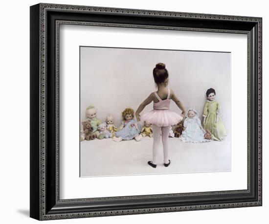 Little Ballerina in Pink with Dolls-Nora Hernandez-Framed Giclee Print