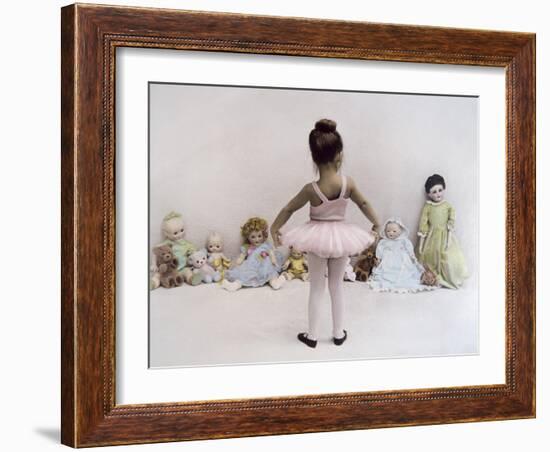 Little Ballerina in Pink with Dolls-Nora Hernandez-Framed Giclee Print