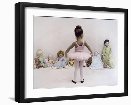 Little Ballerina in Pink with Dolls-Nora Hernandez-Framed Giclee Print