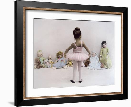 Little Ballerina in Pink with Dolls-Nora Hernandez-Framed Giclee Print