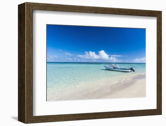 Little Boat Anchoring on a Little Islet in Haapai, Haapai Islands, Tonga, South Pacific, Pacific-Michael Runkel-Framed Photographic Print