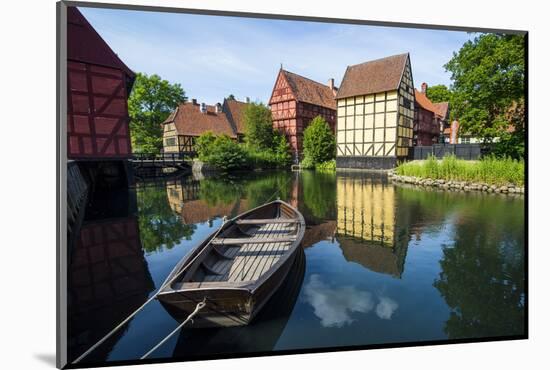 Little Boat in a Pond in the Old Town, Den Gamle By, Open Air Museum in Aarhus-Michael Runkel-Mounted Photographic Print