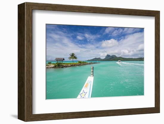 Little boat in the turquoise lagoon of Bora Bora, Society Islands, French Polynesia, Pacific-Michael Runkel-Framed Photographic Print