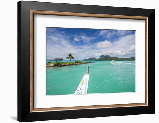 Little boat in the turquoise lagoon of Bora Bora, Society Islands, French Polynesia, Pacific-Michael Runkel-Framed Photographic Print