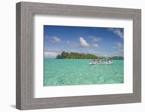 Little boat in the turquoise lagoon of Bora Bora, Society Islands, French Polynesia, Pacific-Michael Runkel-Framed Photographic Print