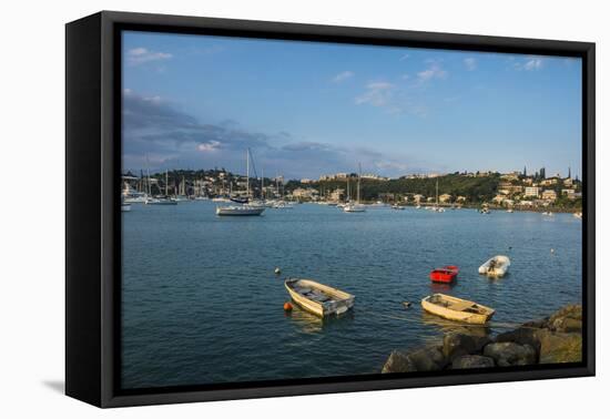 Little boats in the Magenta Port Sud, bay, Noumea, New Caledonia, Pacific-Michael Runkel-Framed Premier Image Canvas