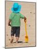 Little Boy and Spade on Beach, Gold Coast, Queensland, Australia-David Wall-Mounted Photographic Print