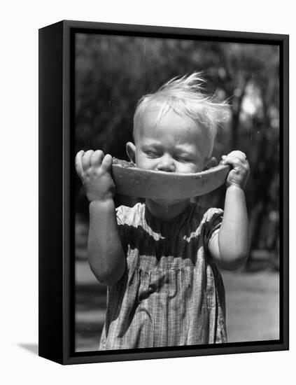 Little Boy Eating a Watermelon-John Phillips-Framed Premier Image Canvas