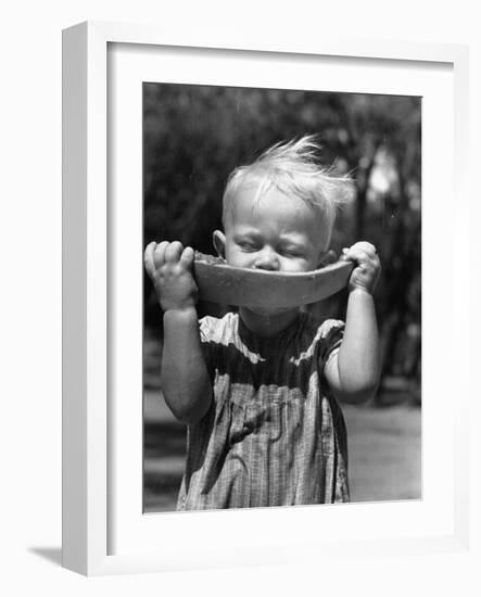Little Boy Eating a Watermelon-John Phillips-Framed Photographic Print
