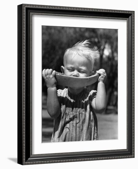 Little Boy Eating a Watermelon-John Phillips-Framed Photographic Print