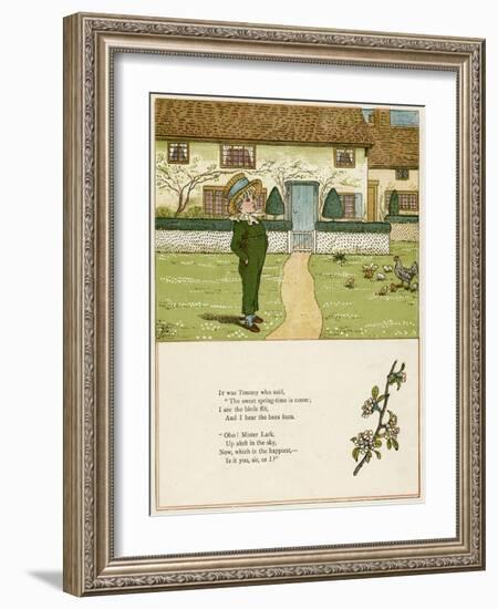 Little Boy in a Garden in the Spring-Kate Greenaway-Framed Art Print