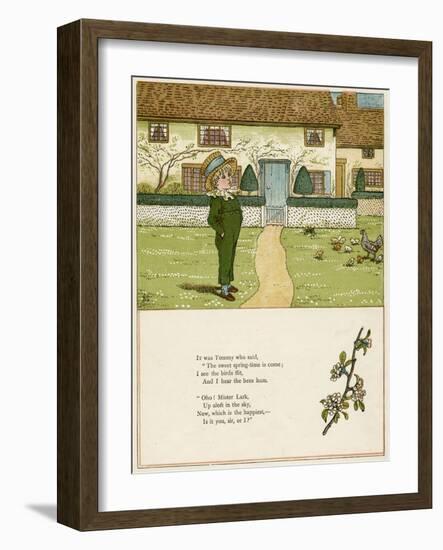 Little Boy in a Garden in the Spring-Kate Greenaway-Framed Art Print