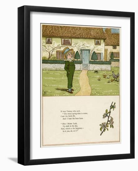 Little Boy in a Garden in the Spring-Kate Greenaway-Framed Art Print