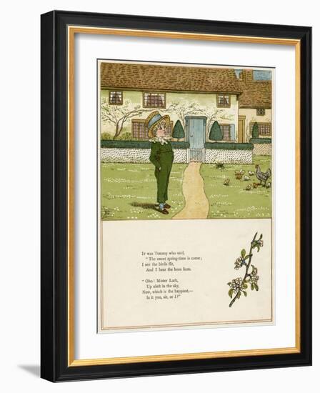 Little Boy in a Garden in the Spring-Kate Greenaway-Framed Art Print