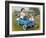 Little Boy in Toy Car with Girl Leaning on it Outside Old Fashioned Diner-David Lindsley-Framed Giclee Print