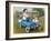 Little Boy in Toy Car with Girl Leaning on it Outside Old Fashioned Diner-David Lindsley-Framed Giclee Print