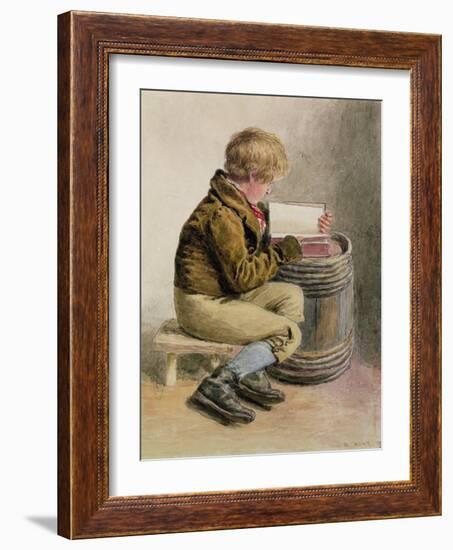 Little Boy Reading a Book-William Henry Hunt-Framed Giclee Print