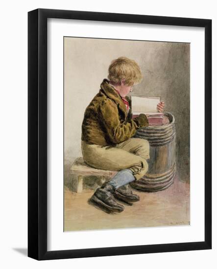 Little Boy Reading a Book-William Henry Hunt-Framed Giclee Print