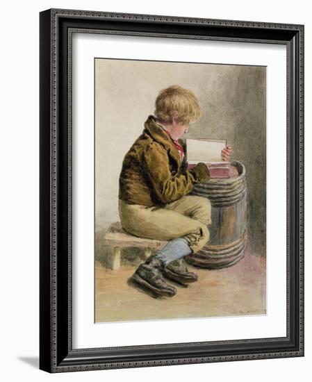 Little Boy Reading a Book-William Henry Hunt-Framed Giclee Print