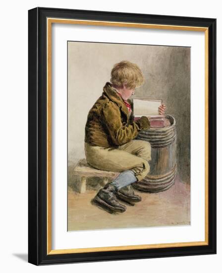 Little Boy Reading a Book-William Henry Hunt-Framed Giclee Print