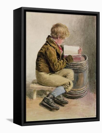 Little Boy Reading a Book-William Henry Hunt-Framed Premier Image Canvas