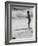 Little Boy Standing on a Surf Board Staring at the Water-Allan Grant-Framed Photographic Print