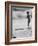 Little Boy Standing on a Surf Board Staring at the Water-Allan Grant-Framed Photographic Print