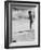 Little Boy Standing on a Surf Board Staring at the Water-Allan Grant-Framed Photographic Print