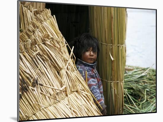 Little Boy, Uros Floating Reed Island, Lake Titicaca, Peru, South America-Jane Sweeney-Mounted Photographic Print