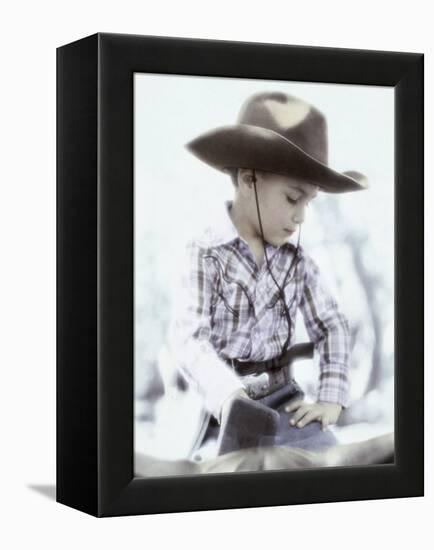 Little Boy Wearing Cowboy Hat-Nora Hernandez-Framed Premier Image Canvas