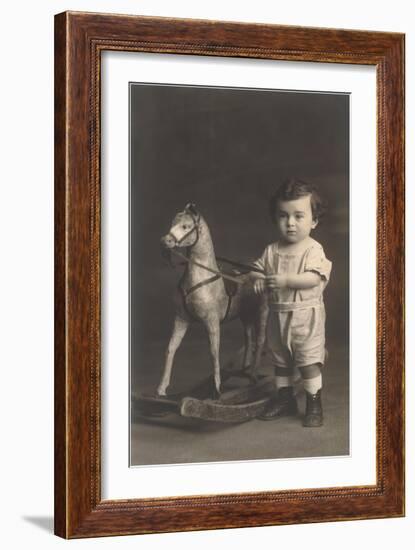Little Boy with Hobby Horse-null-Framed Art Print