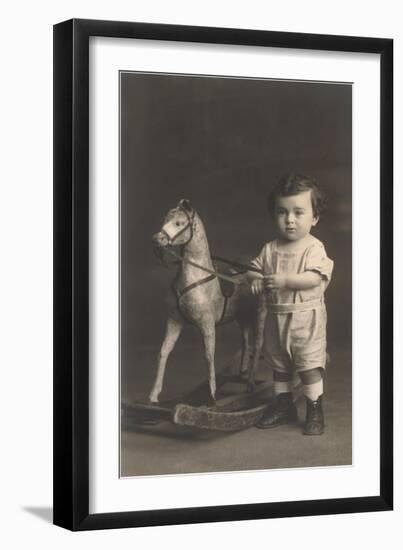 Little Boy with Hobby Horse-null-Framed Art Print