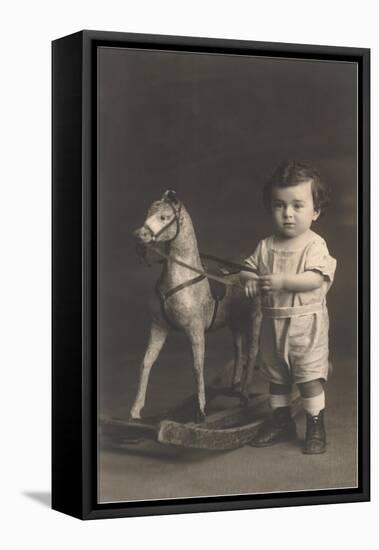 Little Boy with Hobby Horse-null-Framed Stretched Canvas