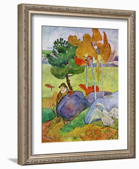 Little Breton Boy with a Goose, 1889-Paul Gauguin-Framed Giclee Print