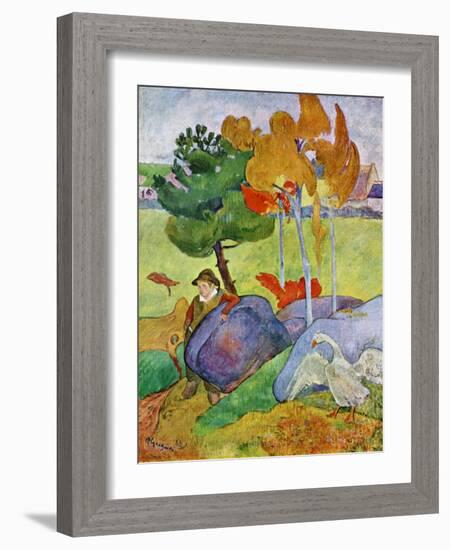 Little Breton Boy with a Goose, 1889-Paul Gauguin-Framed Giclee Print