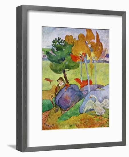 Little Breton Boy with a Goose, 1889-Paul Gauguin-Framed Giclee Print