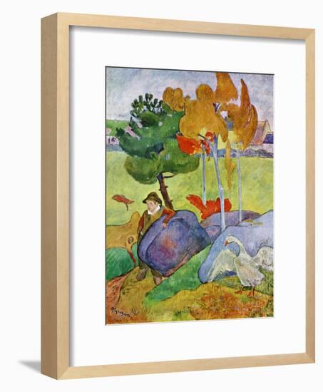 Little Breton Boy with a Goose, 1889-Paul Gauguin-Framed Giclee Print