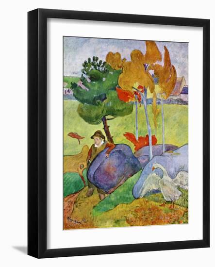 Little Breton Boy with a Goose, 1889-Paul Gauguin-Framed Giclee Print