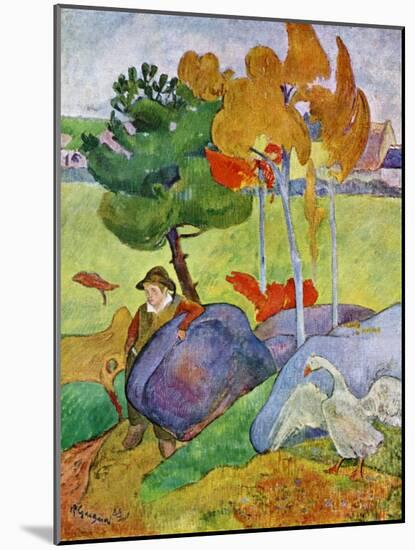 Little Breton Boy with a Goose, 1889-Paul Gauguin-Mounted Giclee Print