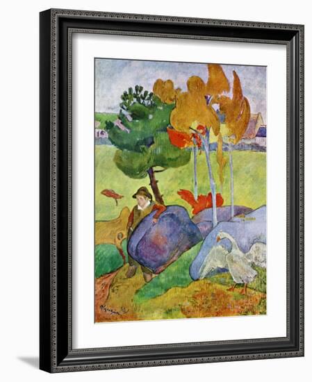 Little Breton Boy with a Goose, 1889-Paul Gauguin-Framed Giclee Print