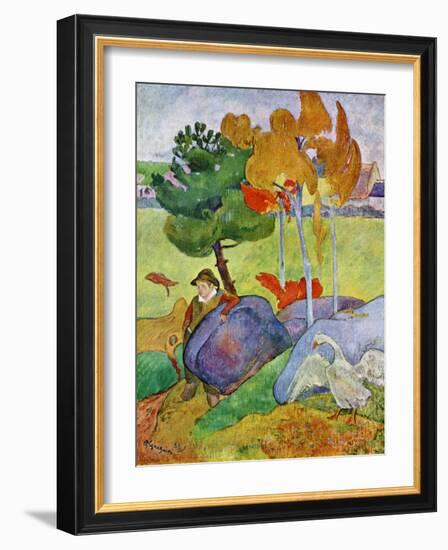 Little Breton Boy with a Goose, 1889-Paul Gauguin-Framed Giclee Print