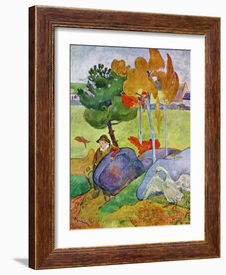 Little Breton Boy with a Goose, 1889-Paul Gauguin-Framed Premium Giclee Print